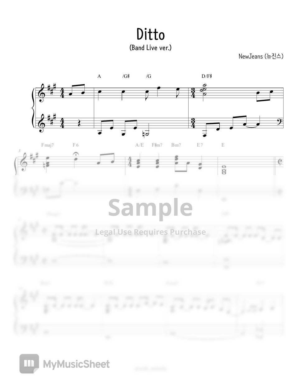 Ditto – NewJeans Ditto Sheet music for Piano (Solo)