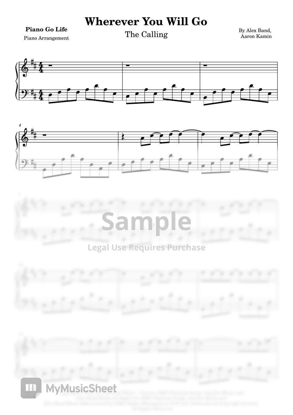 The Calling - Wherever You Will Go by Piano Go Life