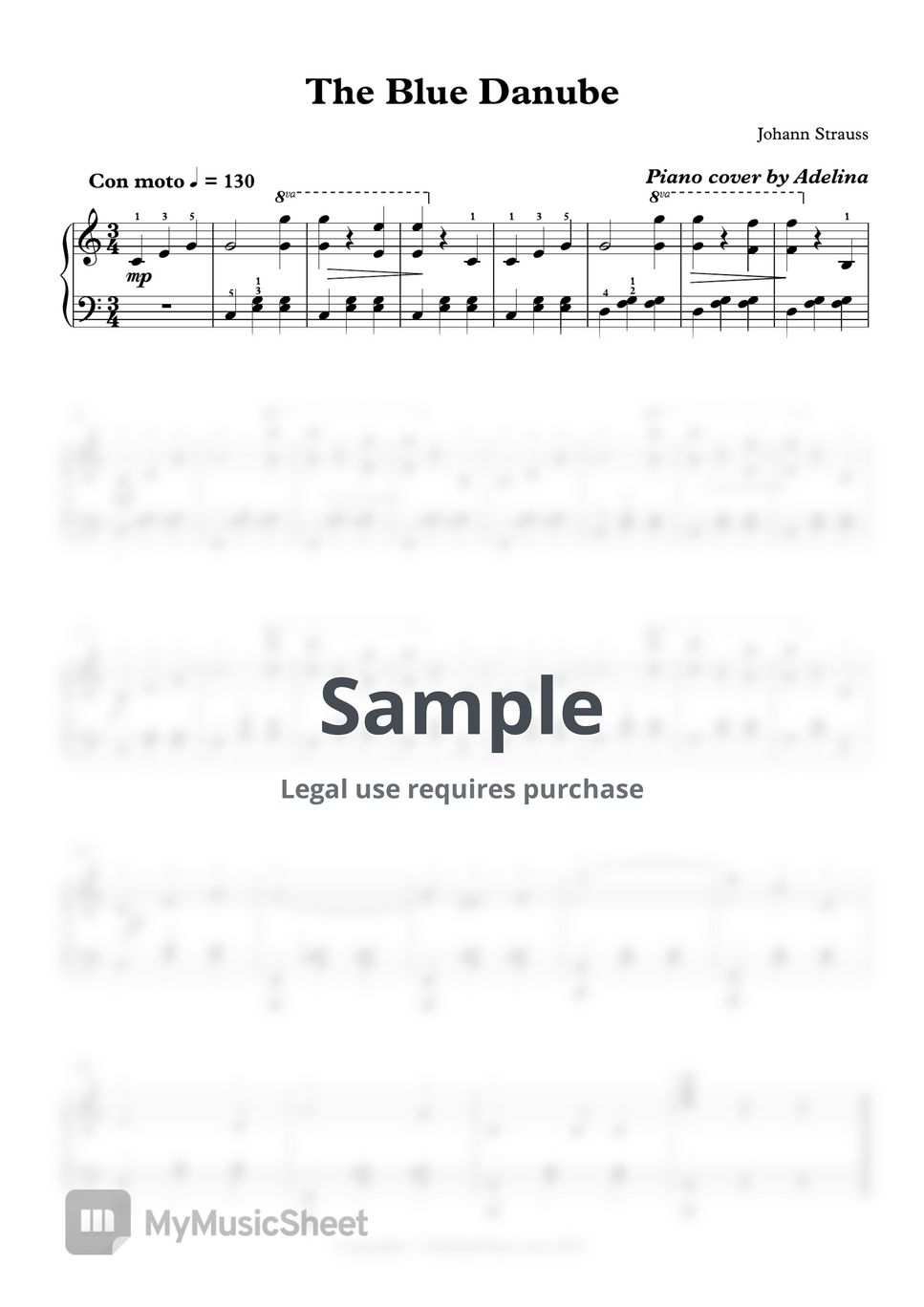 J.Strauss The Blue Danube 악보 by Adelina Piano