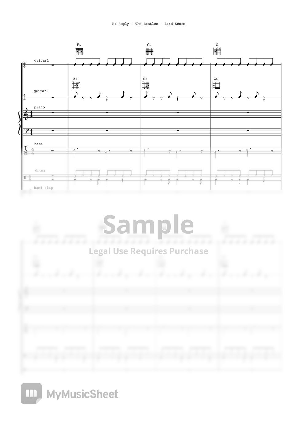 The Beatles - No Reply (Band Score) by Ryohei Kanayama