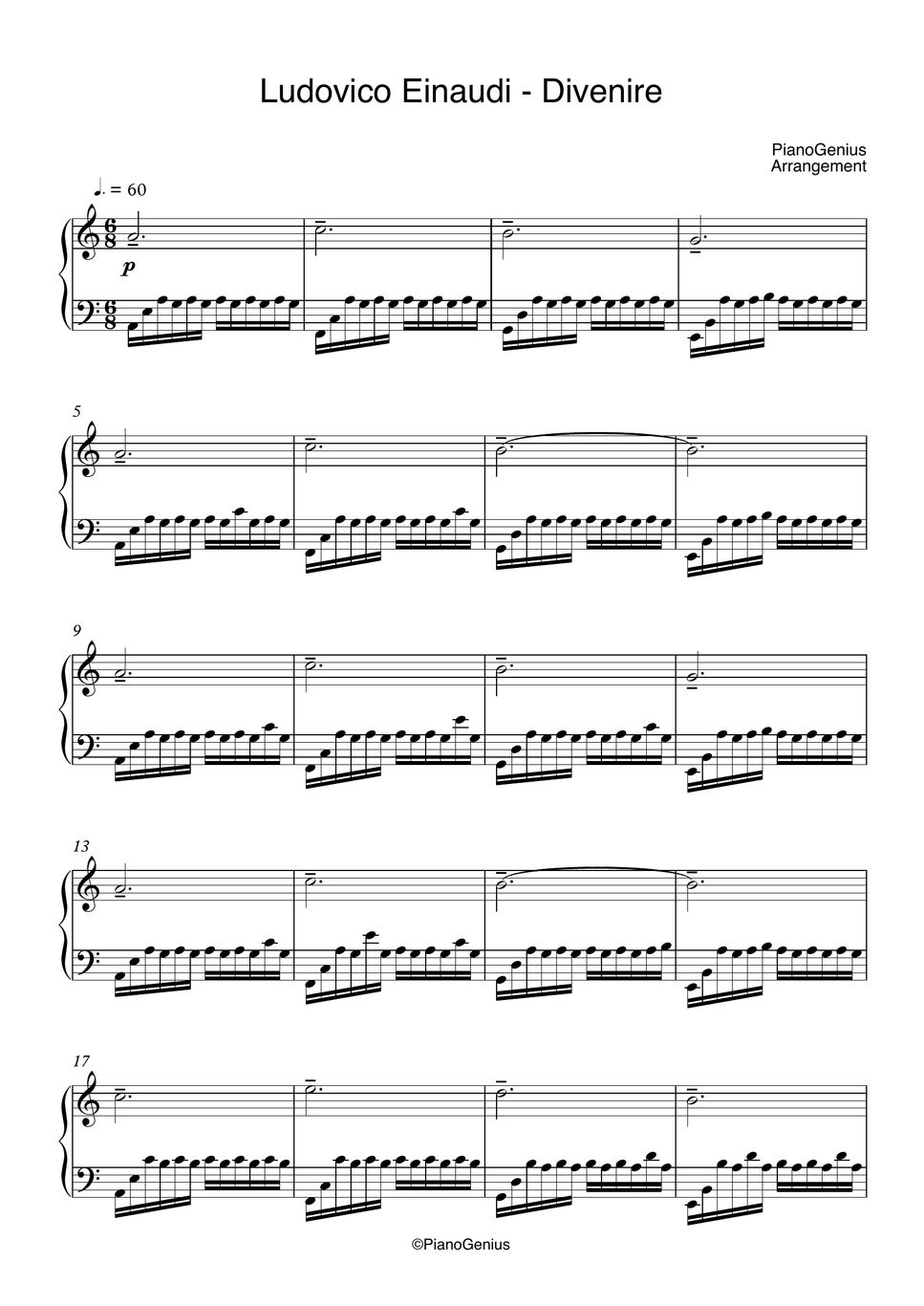 Ludovico Einaudi Divenire Notenblatt by PianoGenius