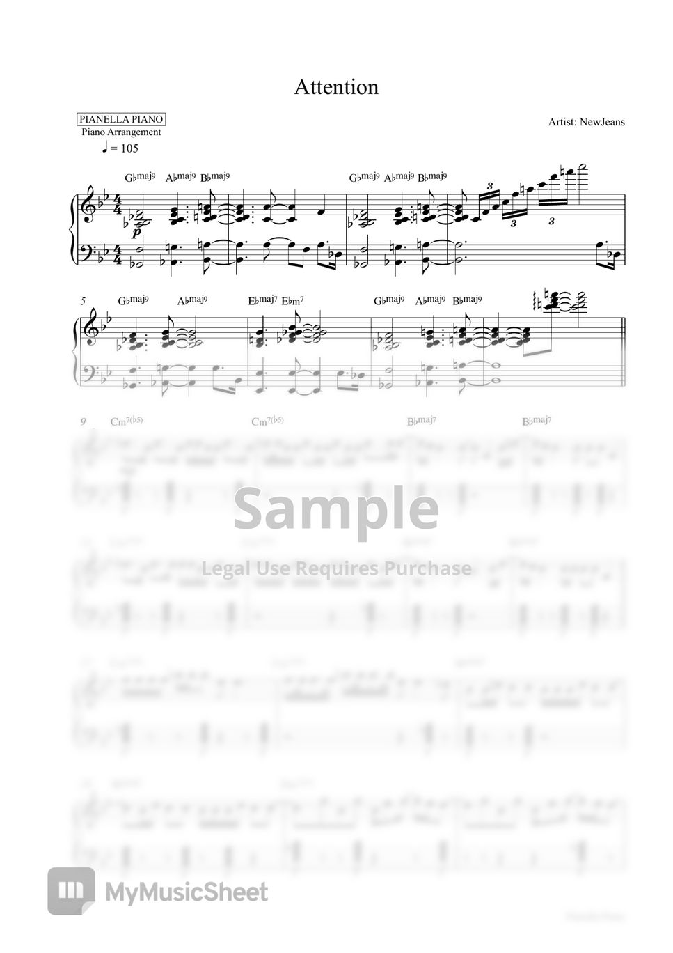 NewJeans - Attention (Piano Sheet) by Pianella Piano