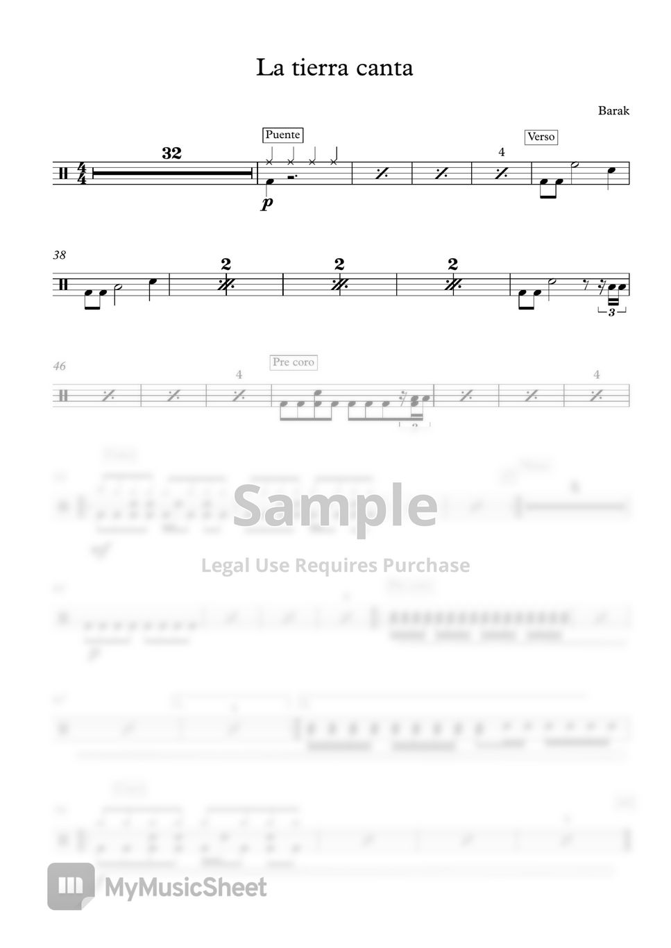 Barak - La Tierra Canta Sheets By Drum Transcription: Leo Alvarado