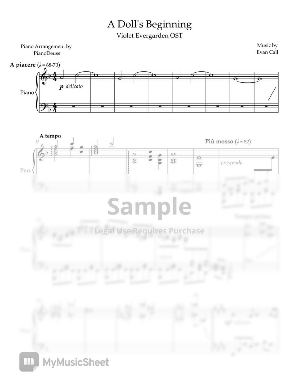 Violet Evergarden OST - A Doll's Beginning by PianoDeuss
