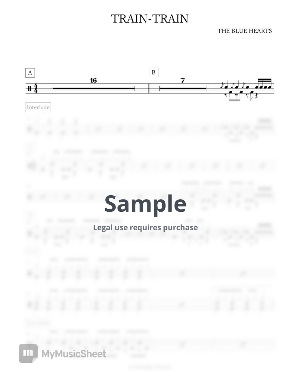 The blue hearts train train sheets by arkadia drums