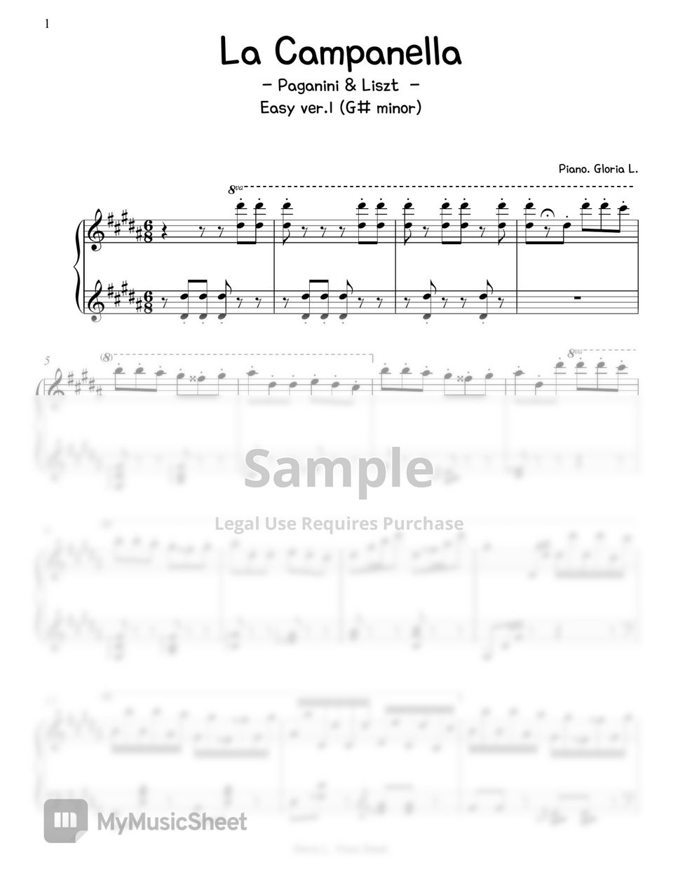F. Liszt (리스트) - La Campanella (라 캄파넬라) (Easy ver. G#minor) by Gloria L.