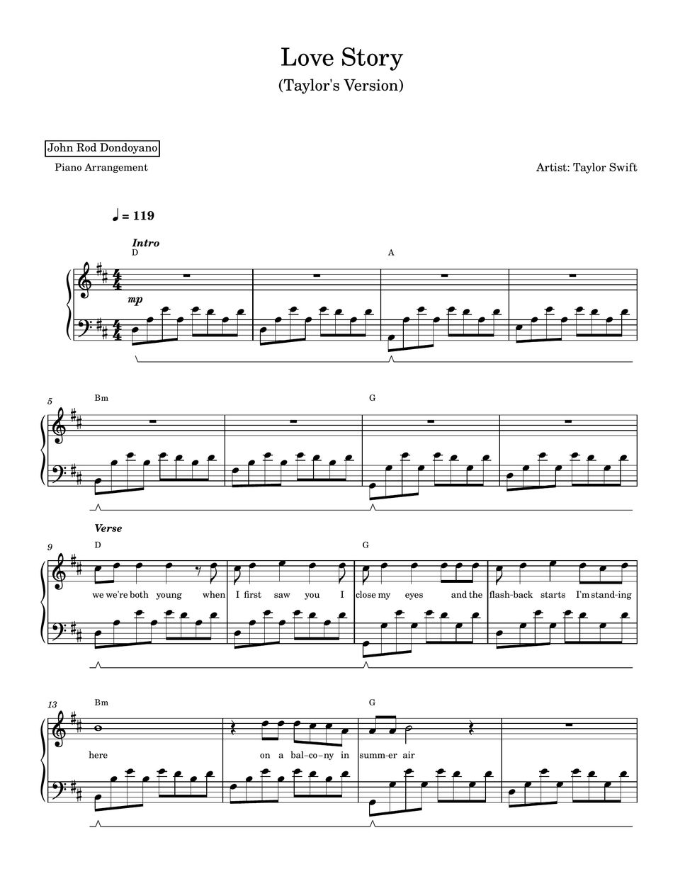 Taylor Swift - Love Story (Taylor's Version)(PIANO SHEET) by John Rod Dondoyano