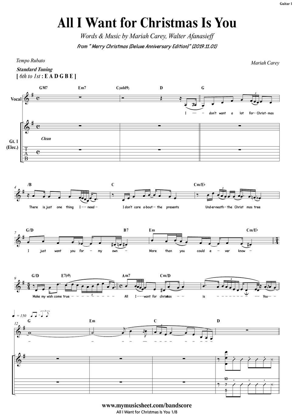 Mariah Carey All I Want For Christmas Is You Bandscore Lembar Musik