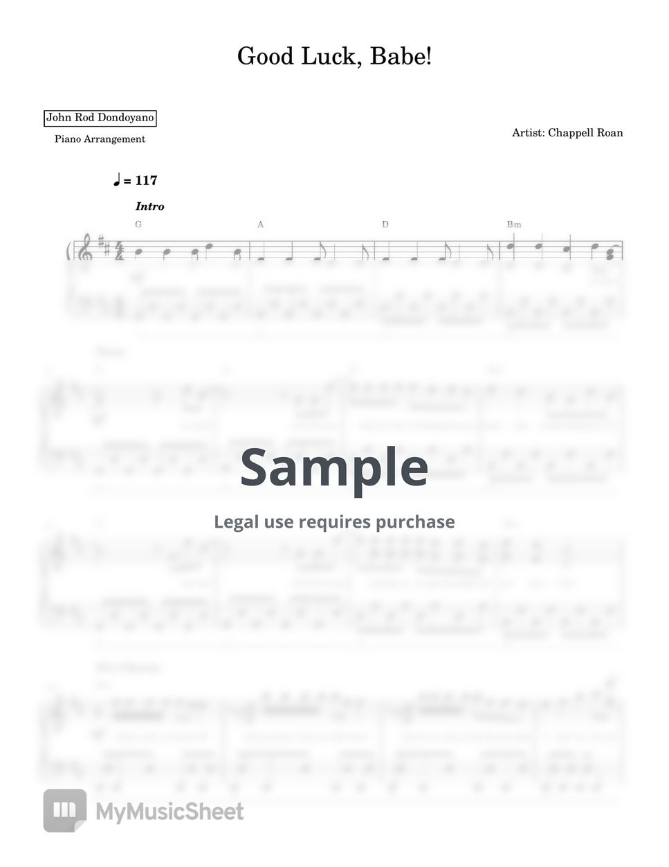 Chappell Roan - Good Luck, Babe! (PIANO SHEET) by John Rod Dondoyano