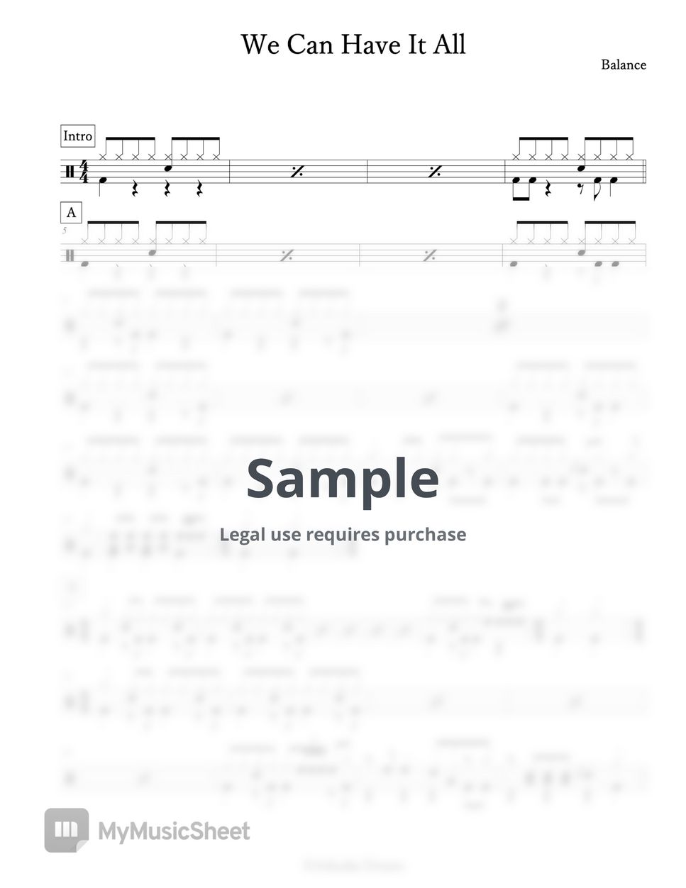 Balance - We Can Have It All Sheets by Arkadia Drums