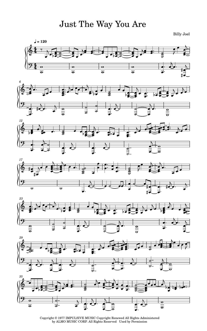 Billy joel just the way you are by piano go life