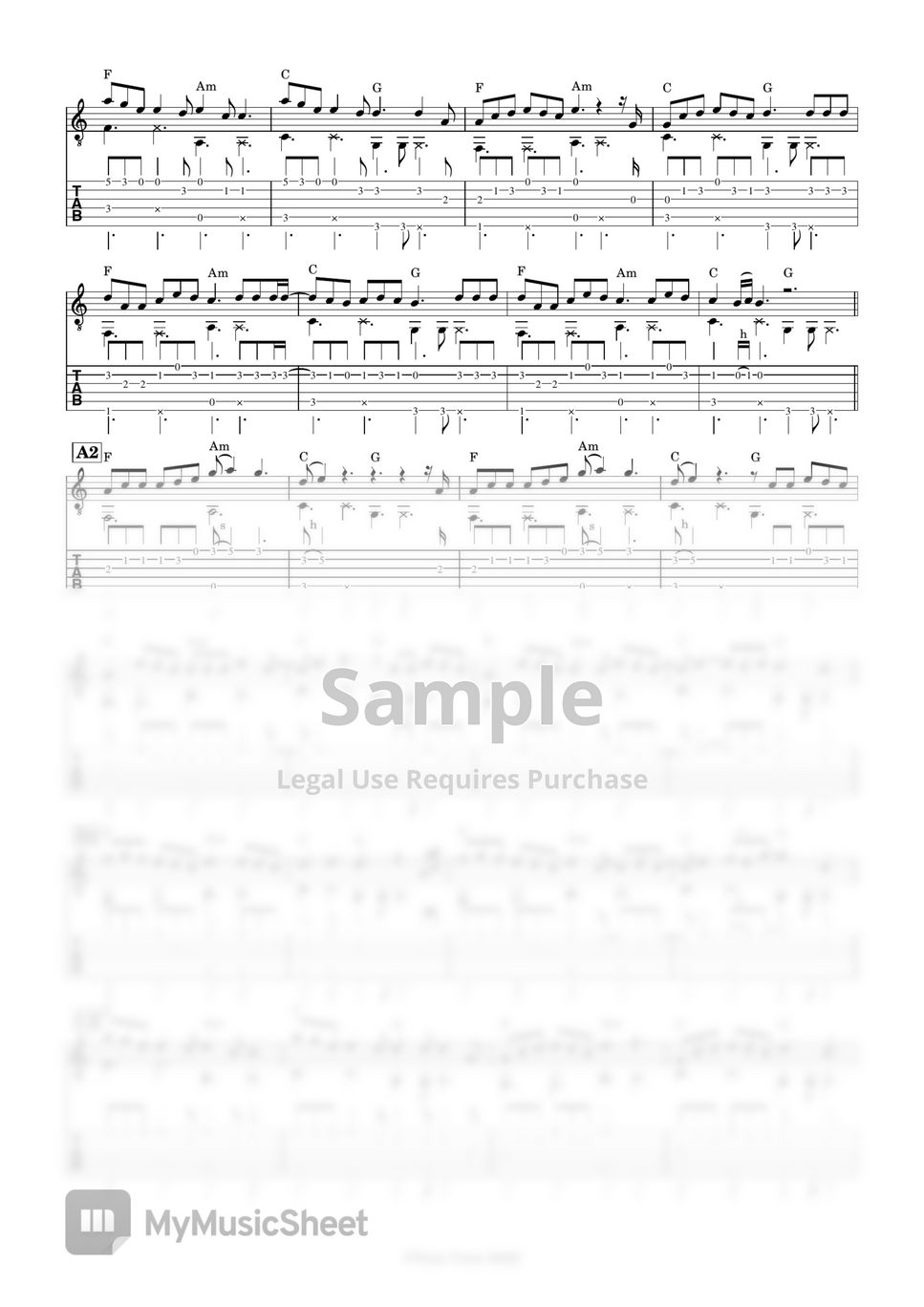 Ruth B. Dandelions (Fingerstyle) Tab + 1staff by Yuta Ueno