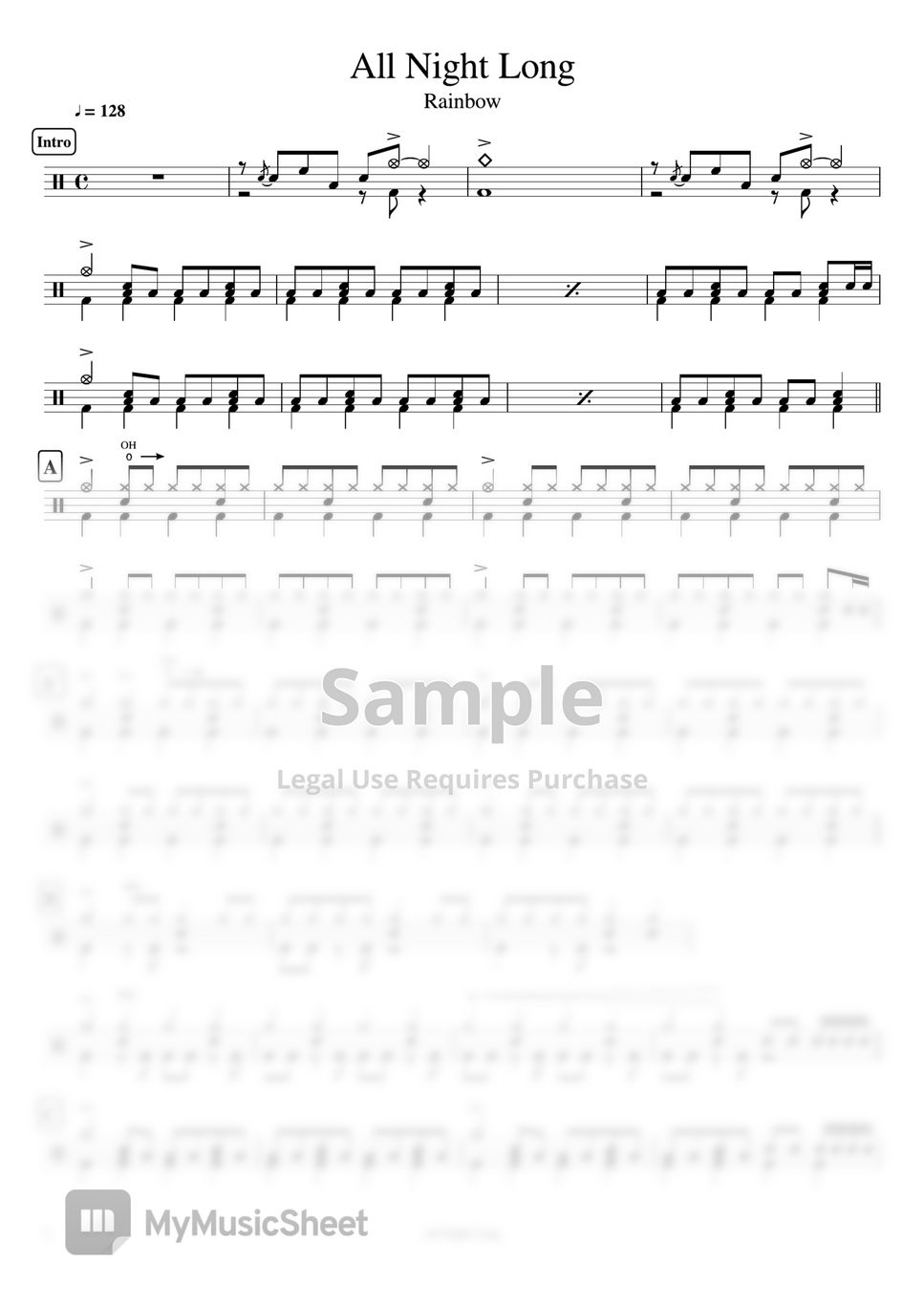 Rainbow - All Night Long by Cookai's J-pop Drum sheet music!!!