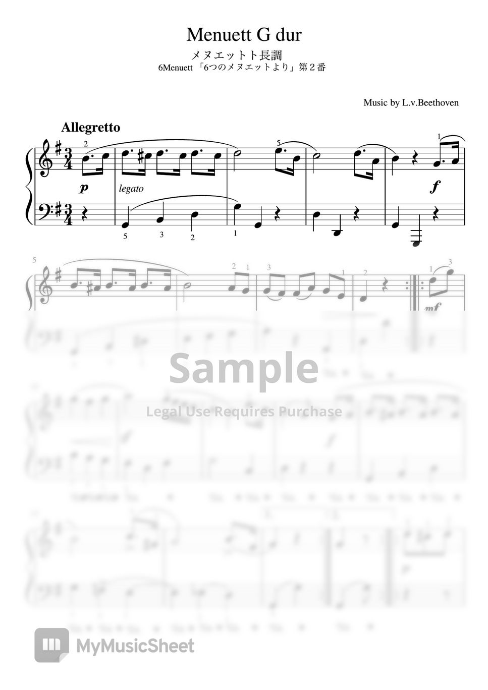 Beethoven - Menuett Gdur (Pianosolo/biginner) by pfkaori