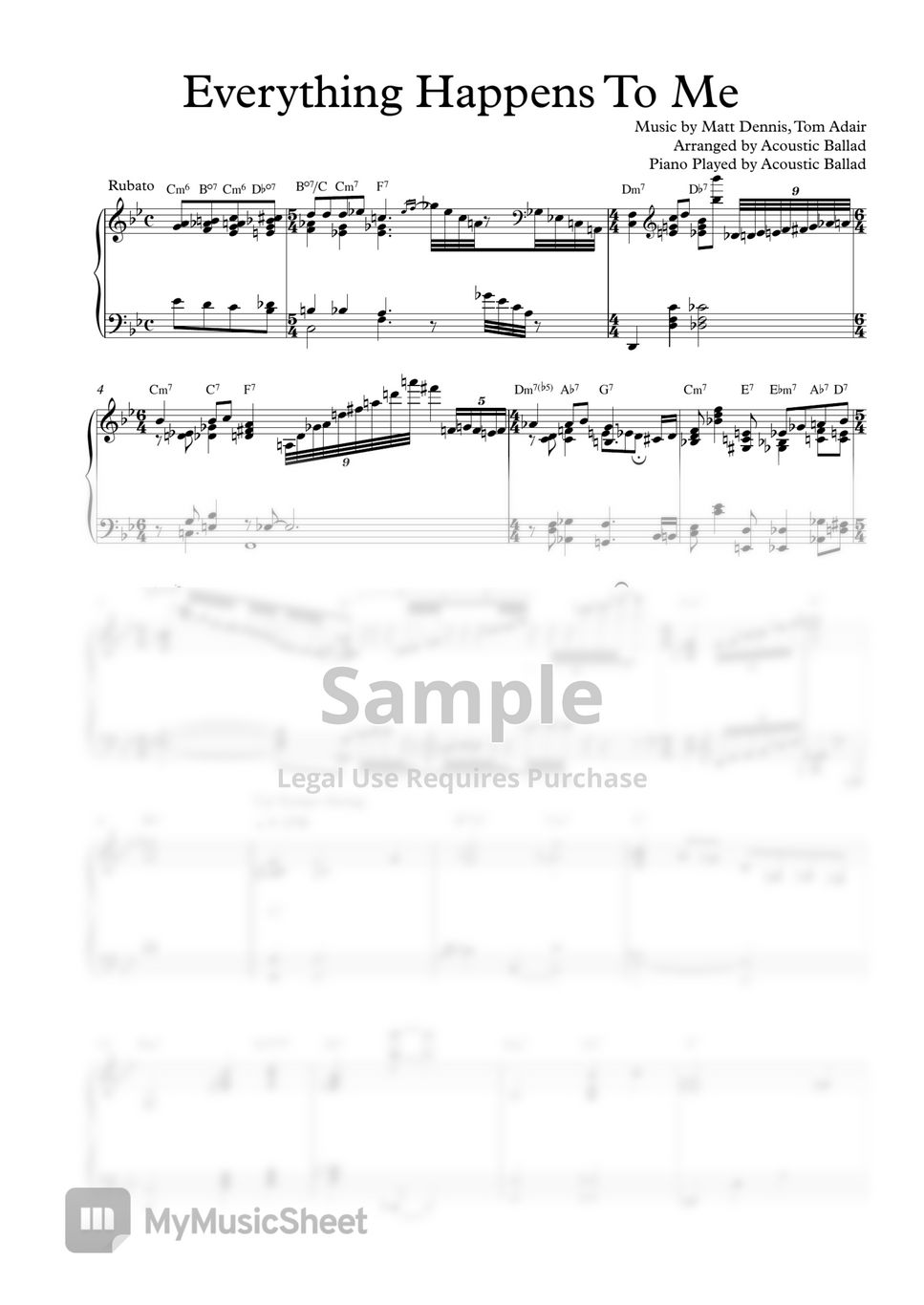 Matt Dennis, Tom Adair Everything Happens To Me (Solo Piano Ver