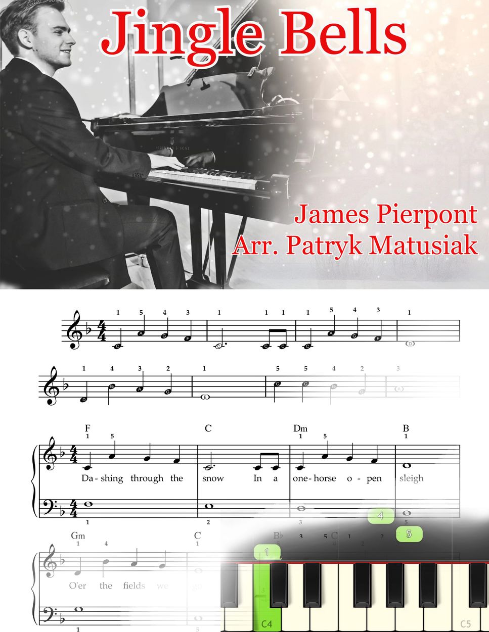 James Pierpont Jingle Bells sheet music, tutorial & background music Sheet by Patryk Matusiak