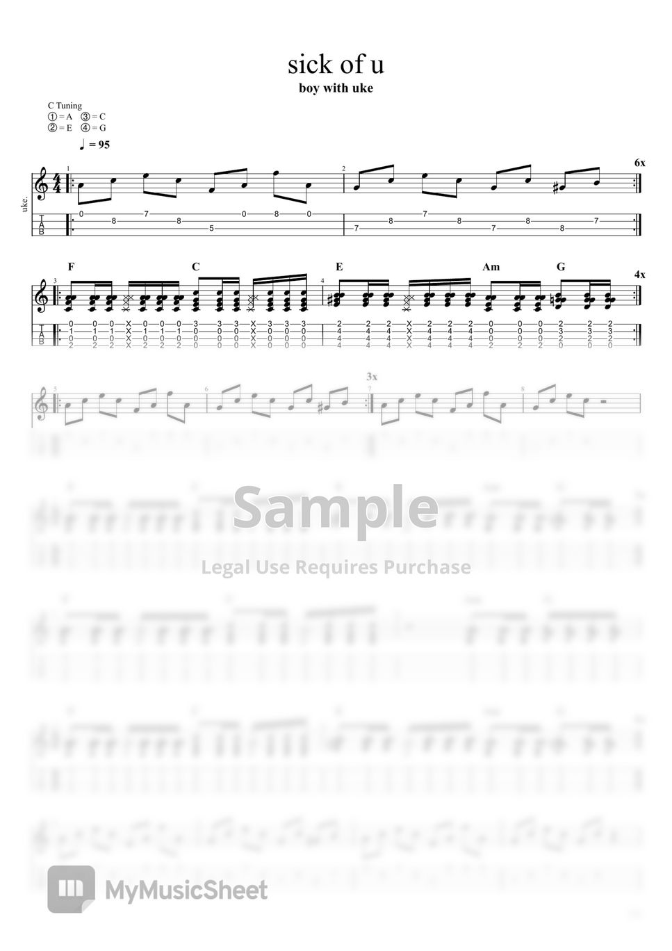 boywithuke Sick of U 악보 by 구우리