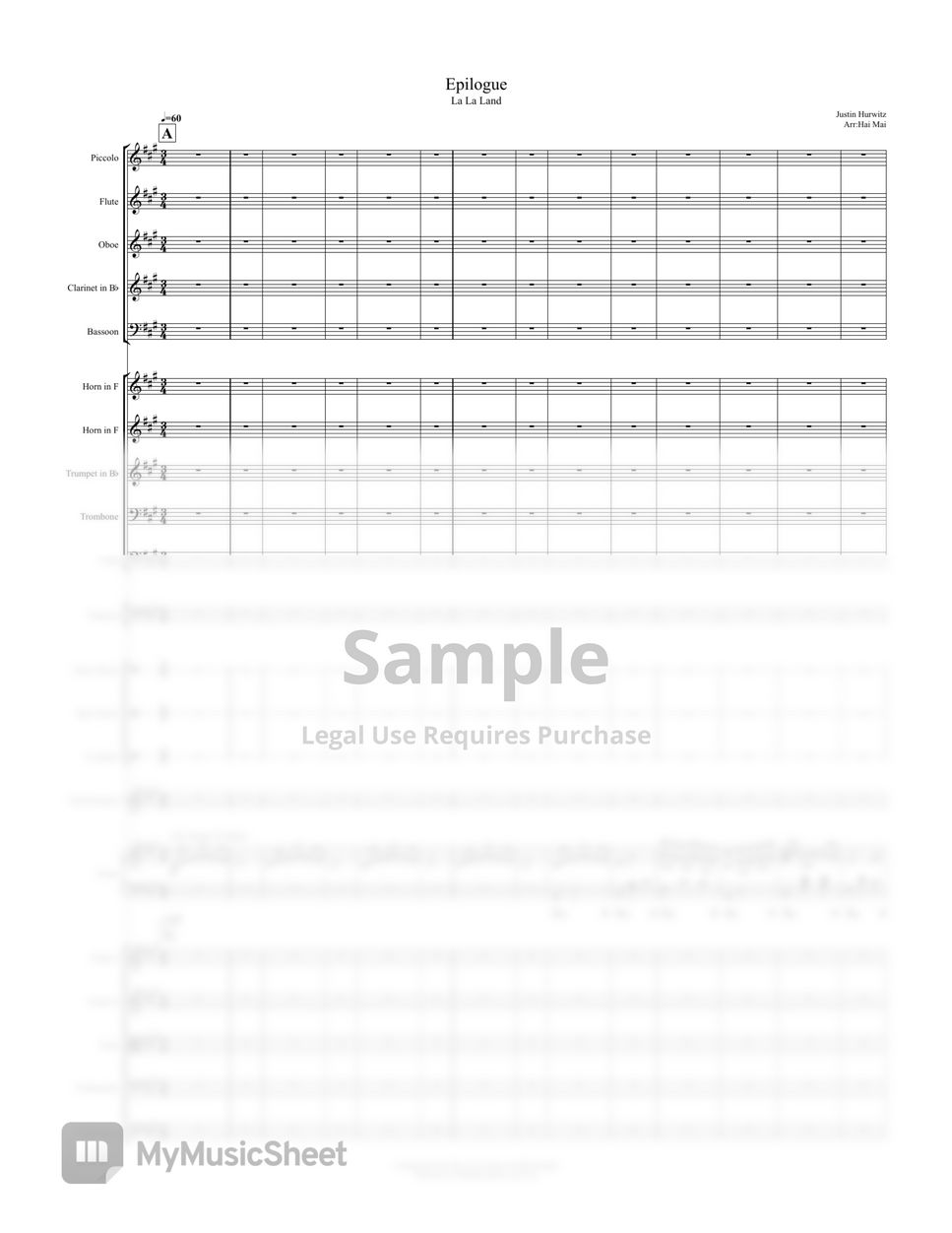 Justin Hurwitz - Epilogue(La La Land) for Orchestra - Orchestral Score by Hai Mai