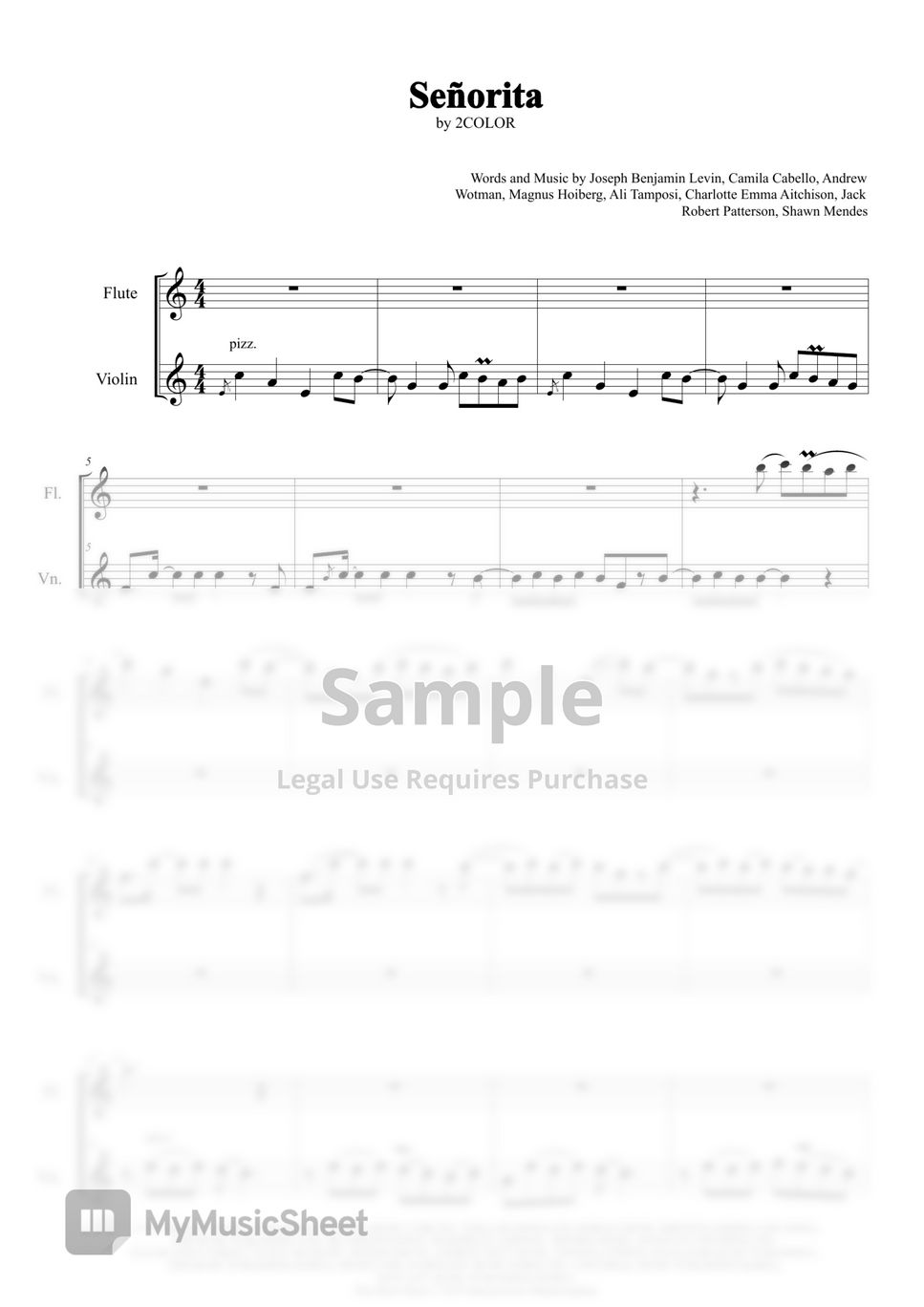 Shawn Mendes, Camila Cabello Senorita Sheet Music by 2COLOR