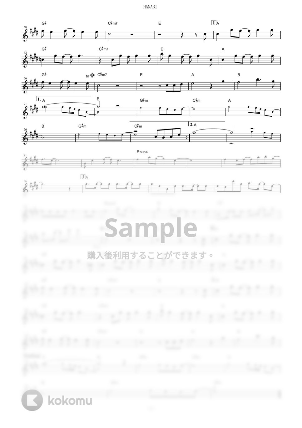 いきものがかり - HANABI (『BLEACH』 / in Eb) by muta-sax