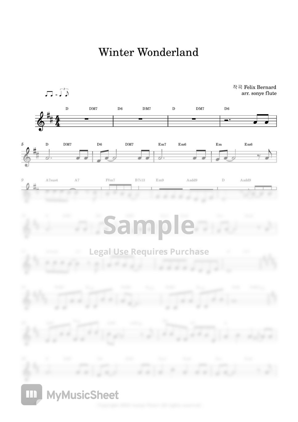 Christmas Carol - Winter Wonderland (Flute Sheet Music) by sonye flute