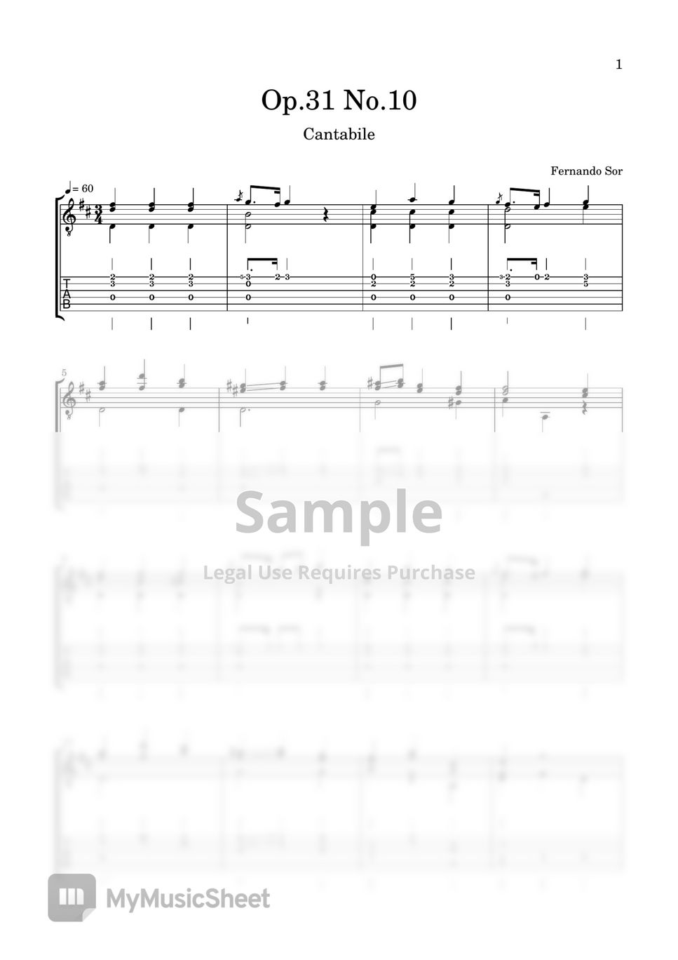 Fernando Sor - Op.31 No.10 (Cantabile) by LemonTree