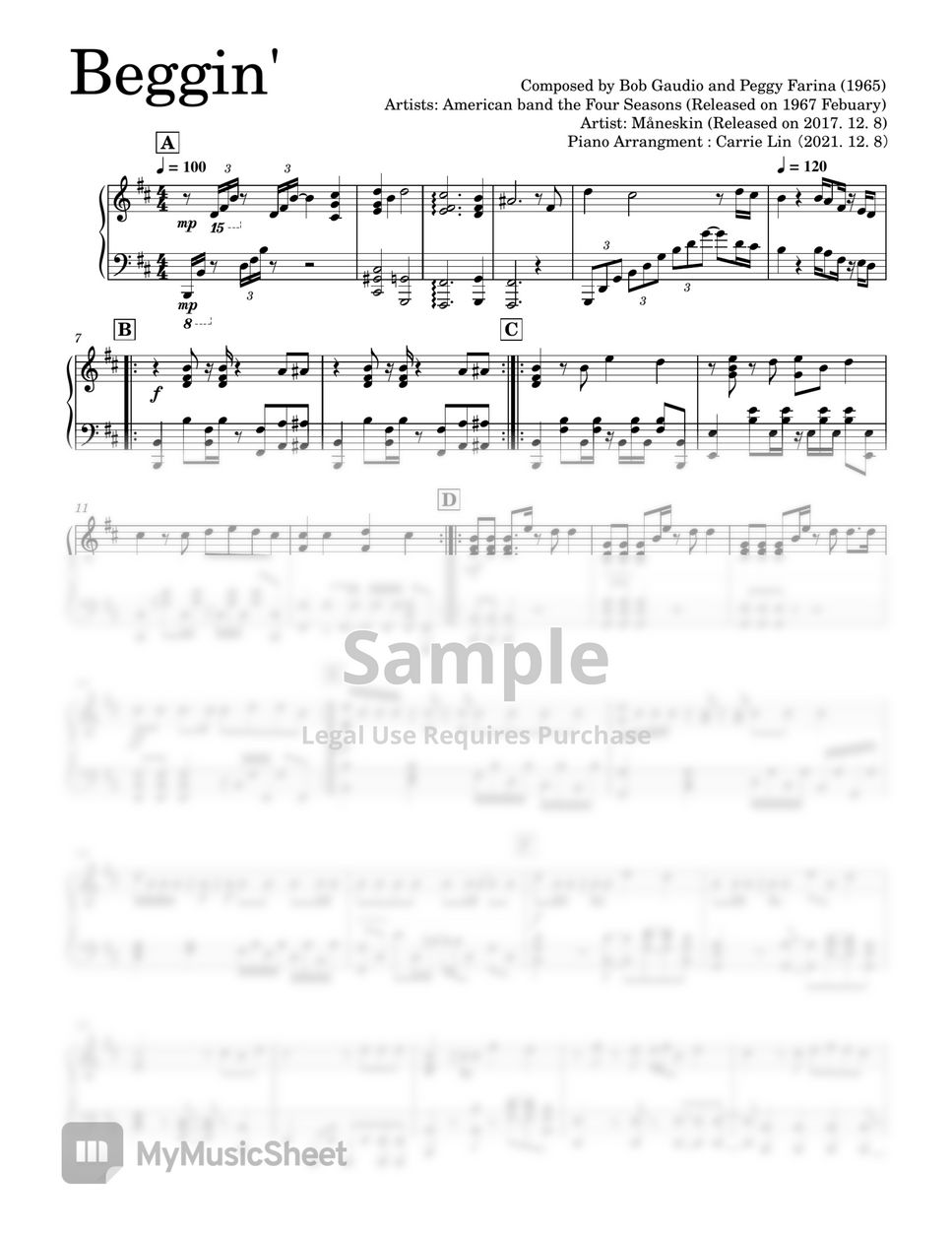 Måneskin - Beggin' (Included 2017 Måneskin's version. The ending