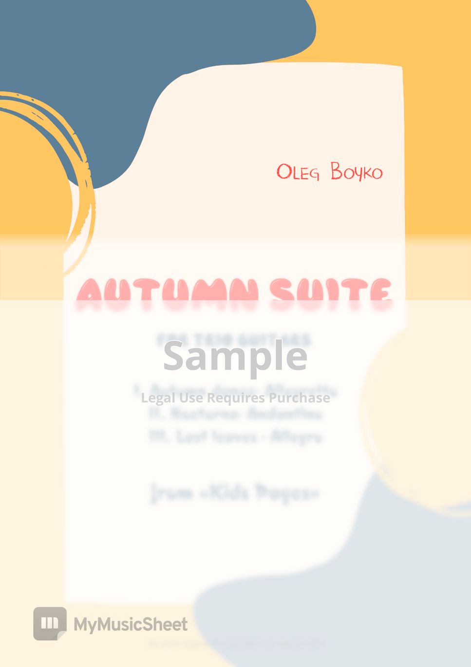 Autumn suite for trio guitars from "Kids Pages" by Oleg Boyko