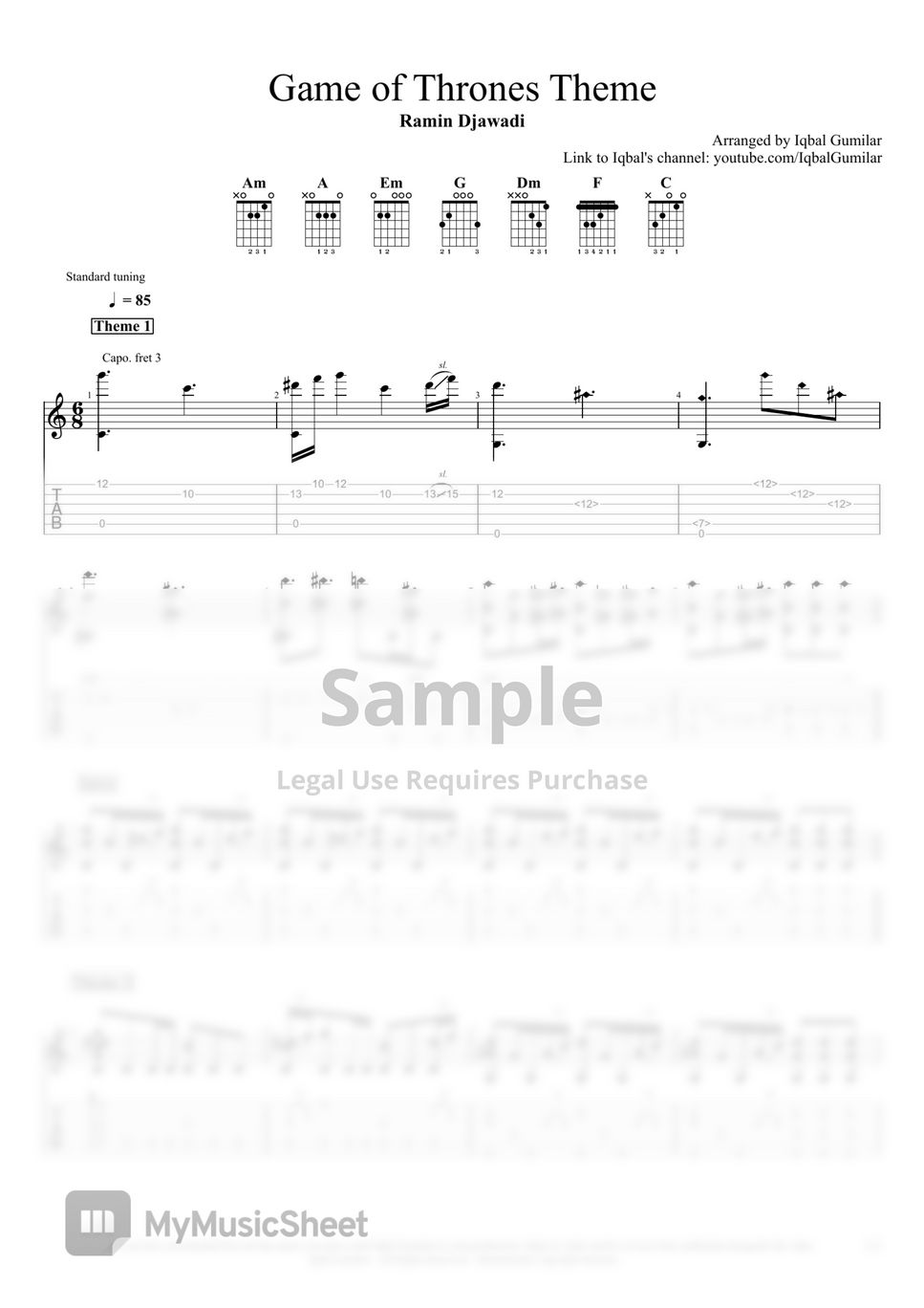 Ramin djawadi game of thrones main theme sheets by iqbal gumilar