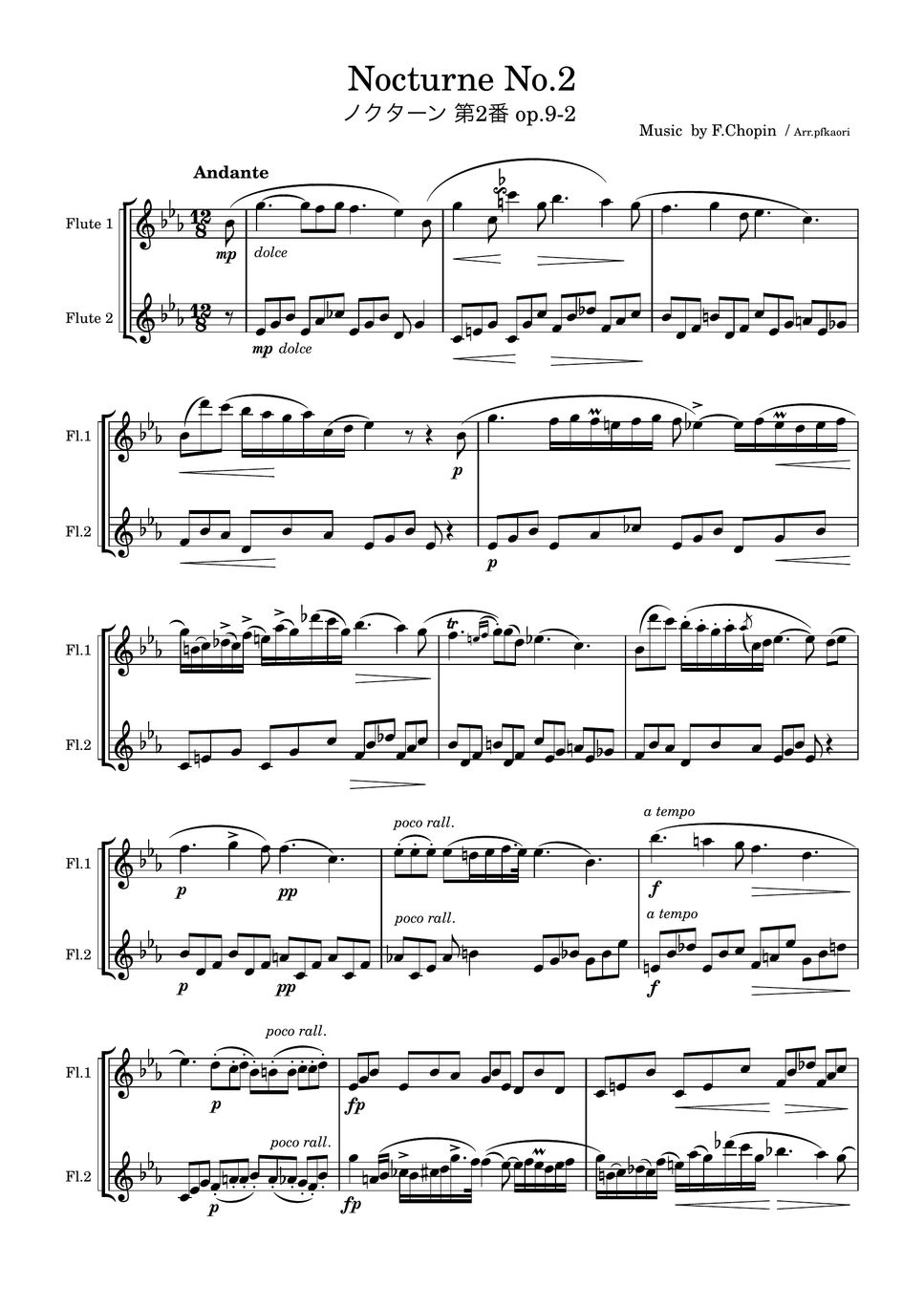 chopin - Nocturne No.2 (2ver・Flute duet / un accompaniment) Sheets by ...