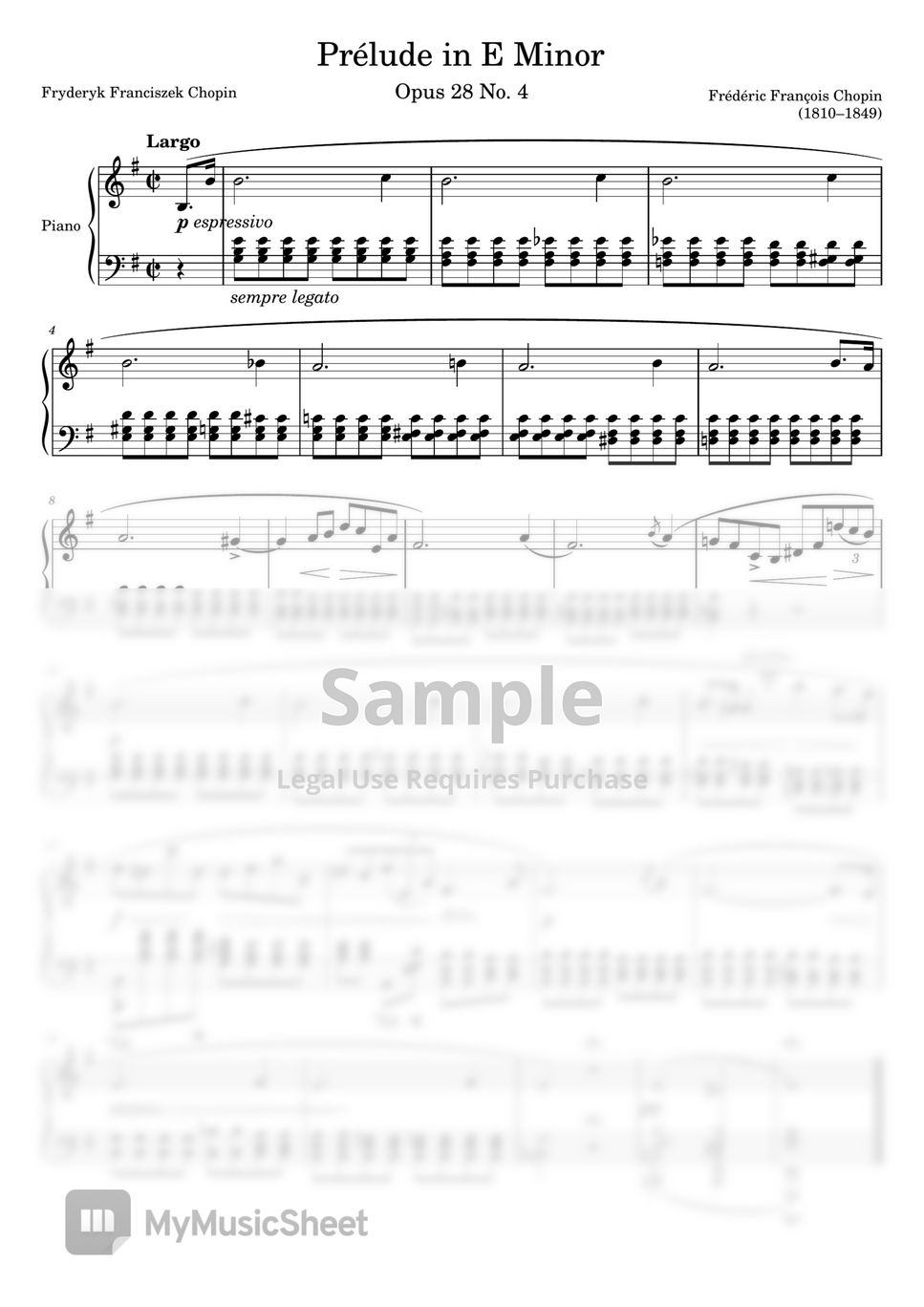 F. Chopin - Prelude Opus 28 No. 4 in E Minor by F. Chopin