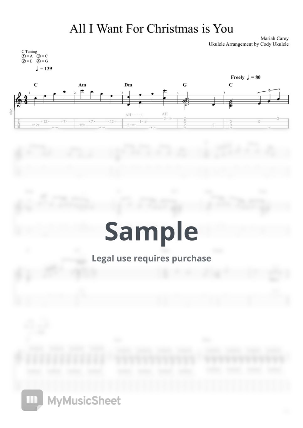 Mariah Carey, Michael Buble - All I Want for Christmas is You by Cody Ukulele