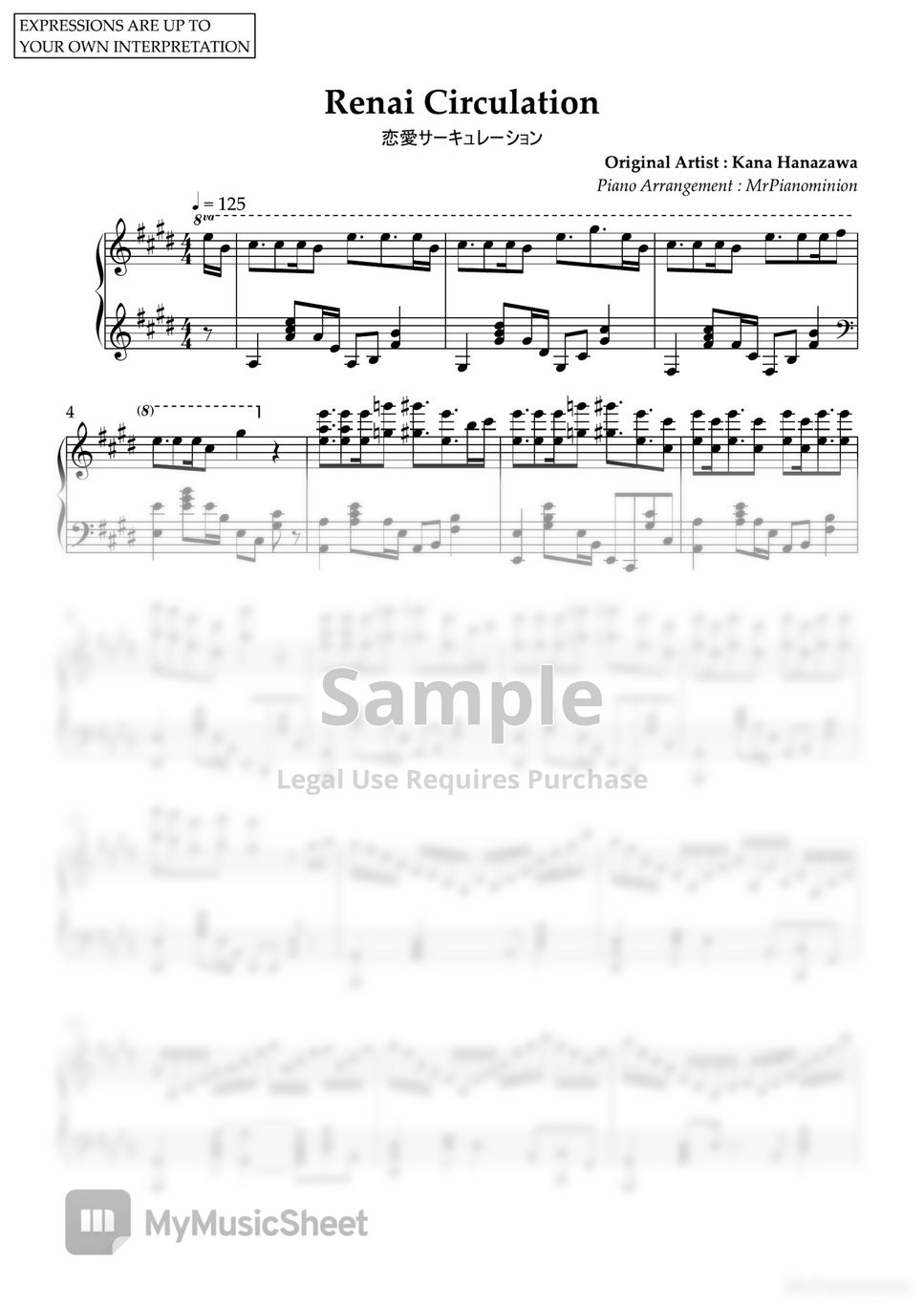 Kana Hanazawa Renai Circulation Sheets by MrPianominion