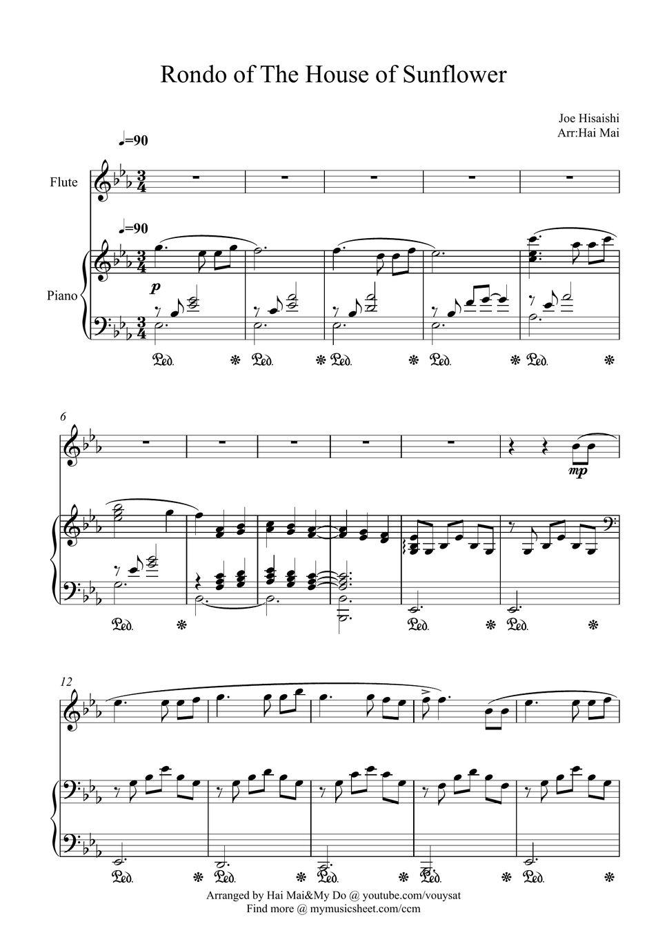 Joe Hisaishi - Rondo of The House of Sunflower for Flute and Piano ...