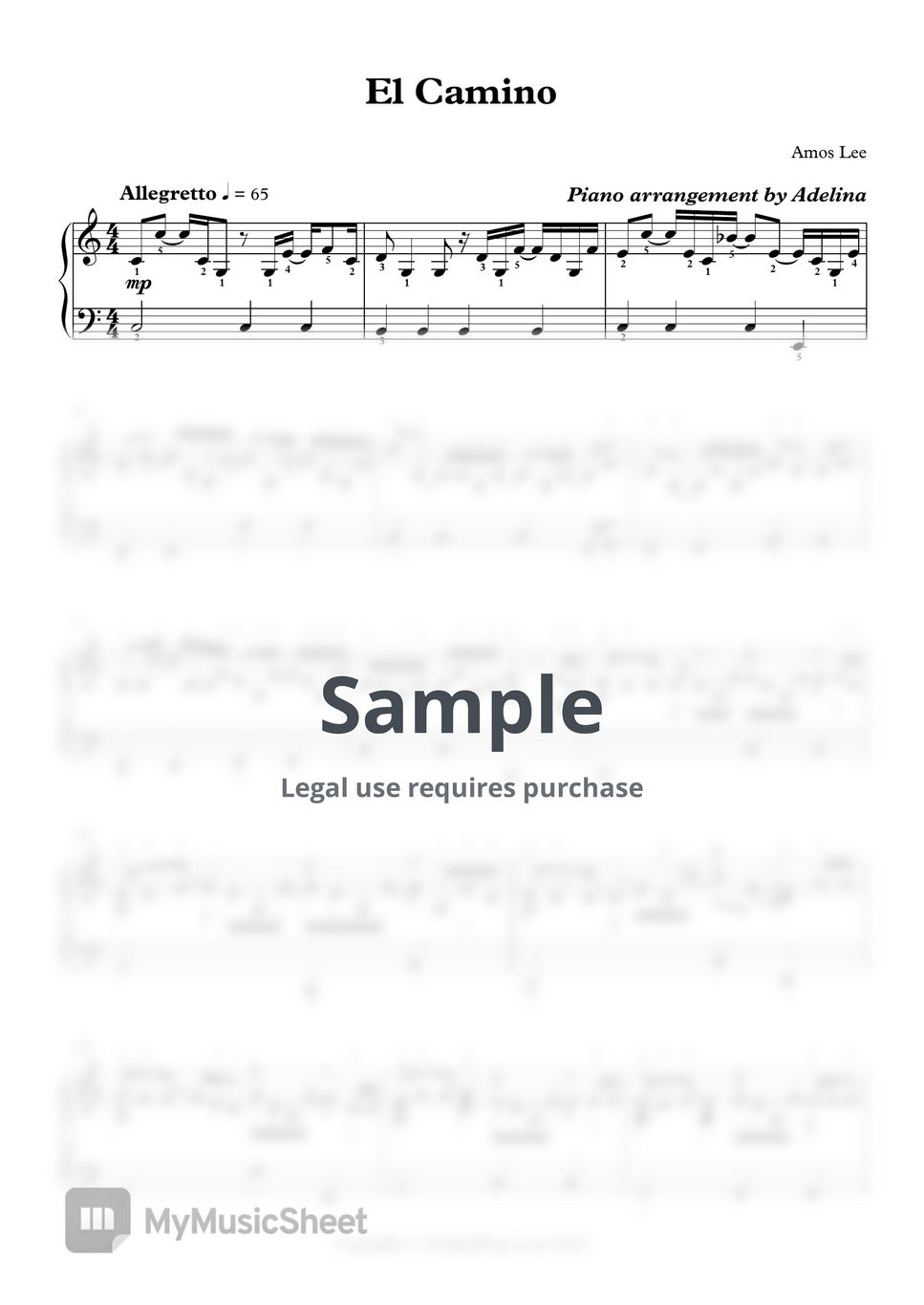 Amos Lee El Camino Sheets by Adelina Piano