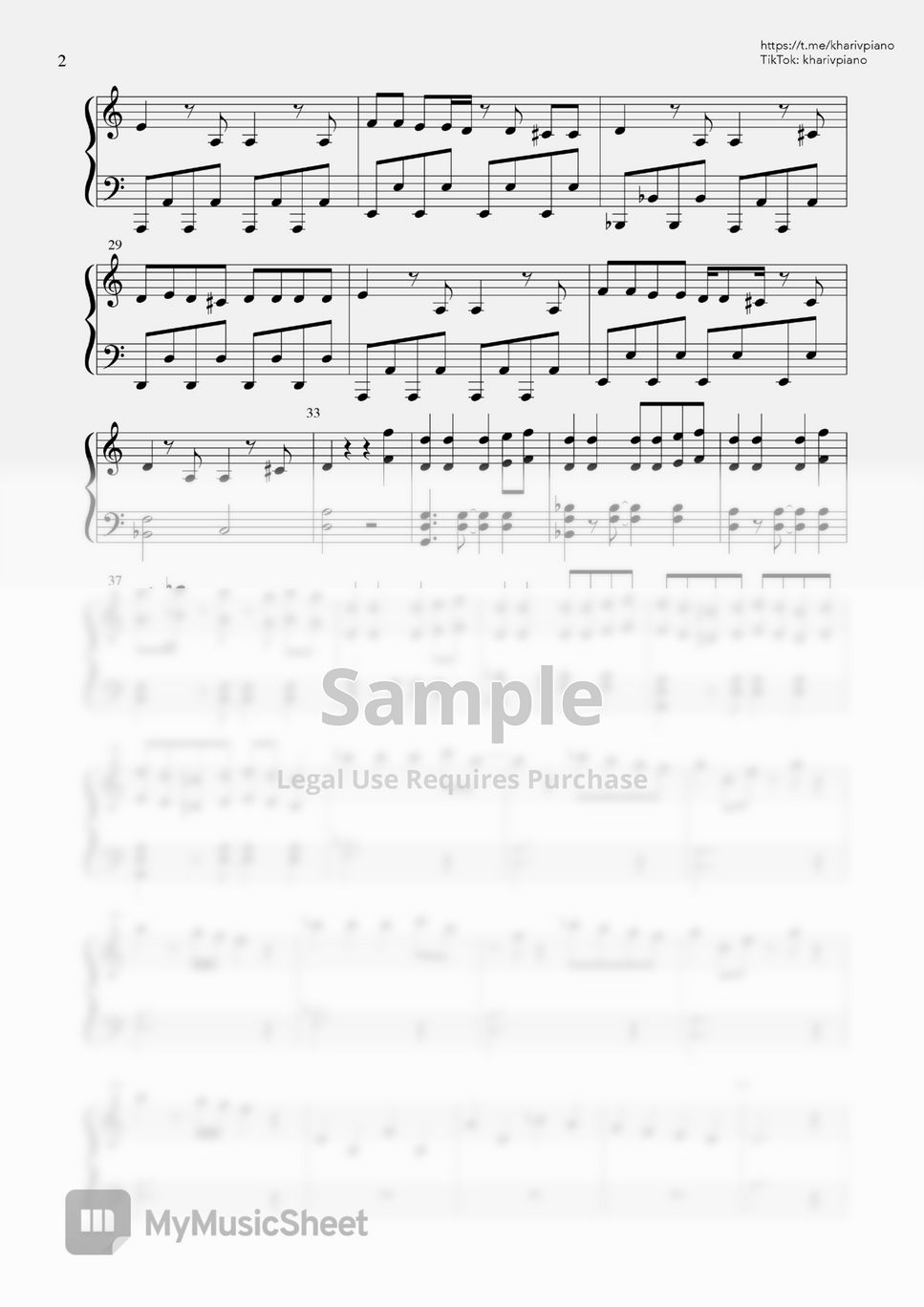 Lady Gaga Bloody Mary (Wednesday TikTok Dance) 악보 by Khariv Piano