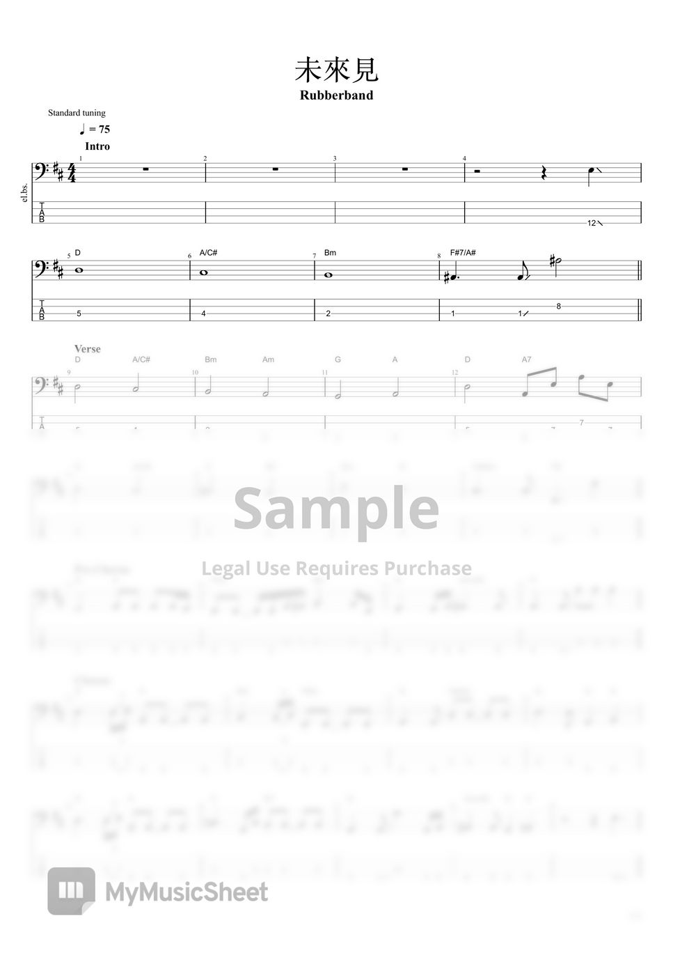 RubberBand 未來見 (Bass cover) Sheets by Kenrick Shum