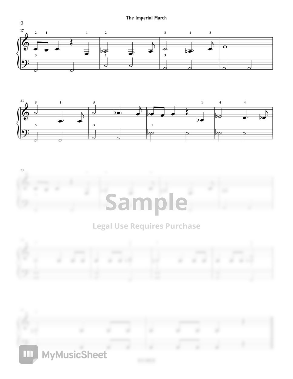 John Williams Easy Imperial March Star Wars Sheets By Pianossam