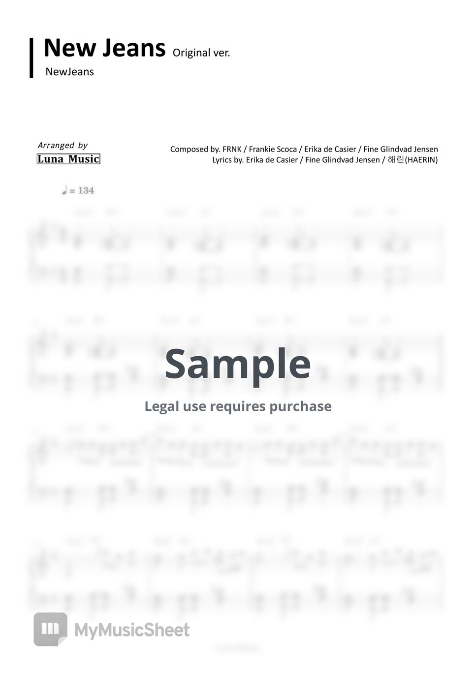 NewJeans New Jeans (Original Piano Sheet) Sheets by 𝐋𝐮𝐧𝐚 𝐌𝐮𝐬𝐢𝐜