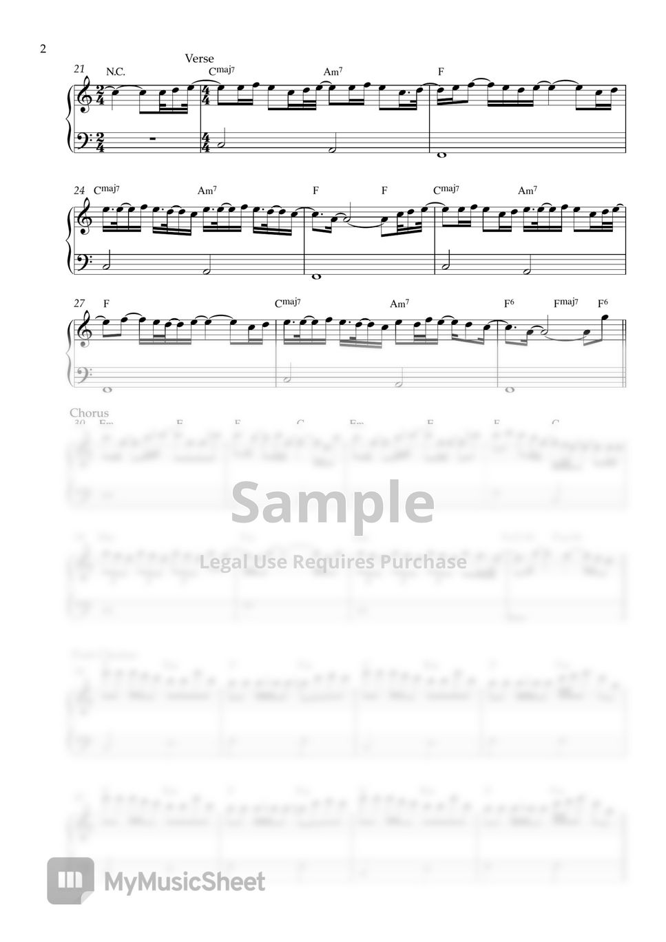 Olivia Rodrigo - teenage dream (EASY PIANO SHEET) Sheets by Pianella Piano