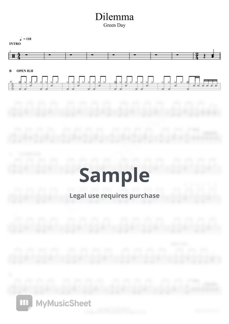 Green Day - Dilemma Sheets by COPYDRUM