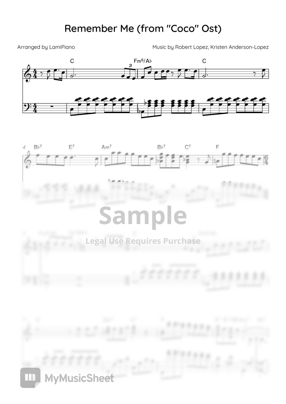 Coco OST Remember Me (Chords / Disney) Sheets by Lamipiano