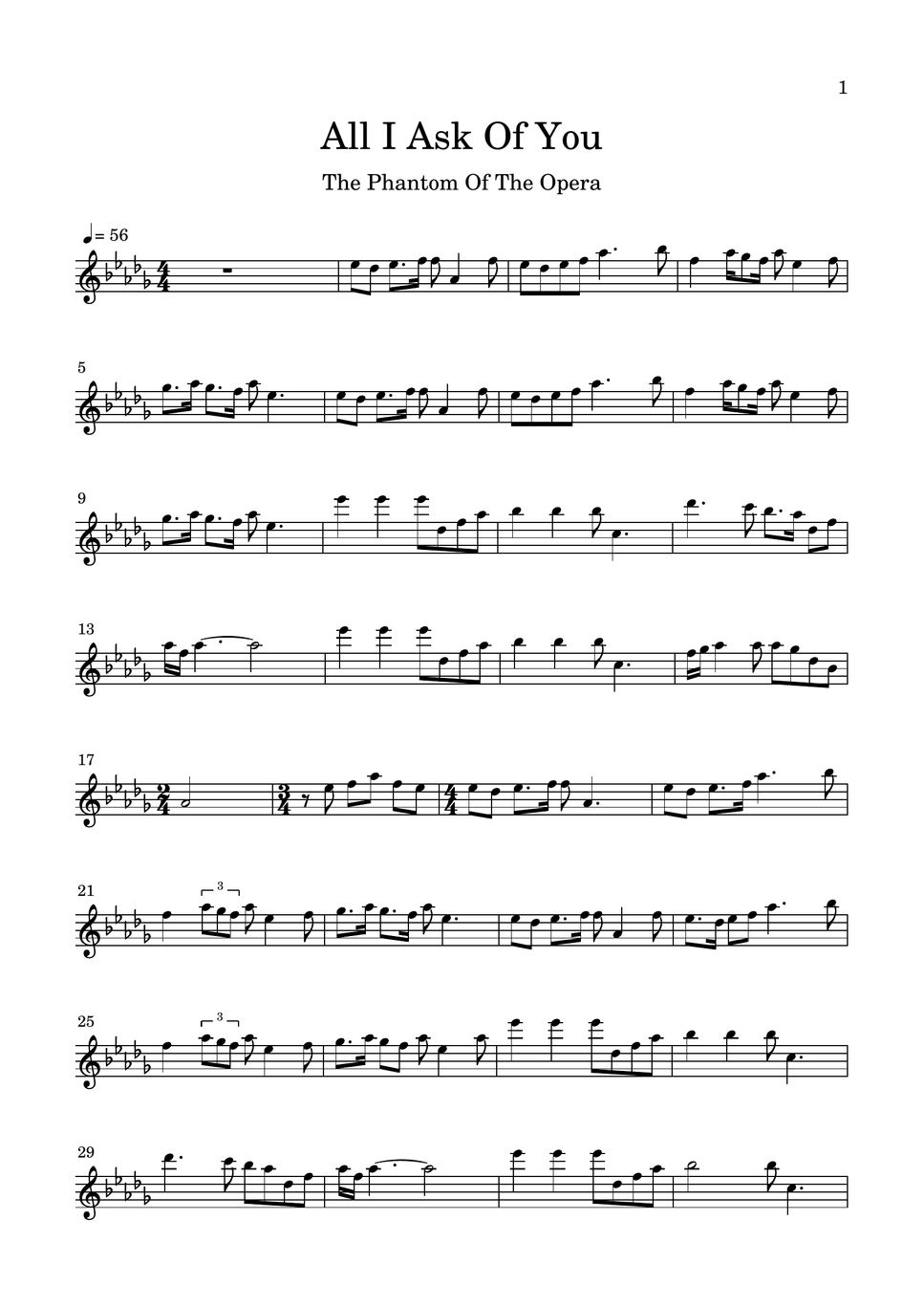 The phantom of the opera all i ask of you sheets by kaho