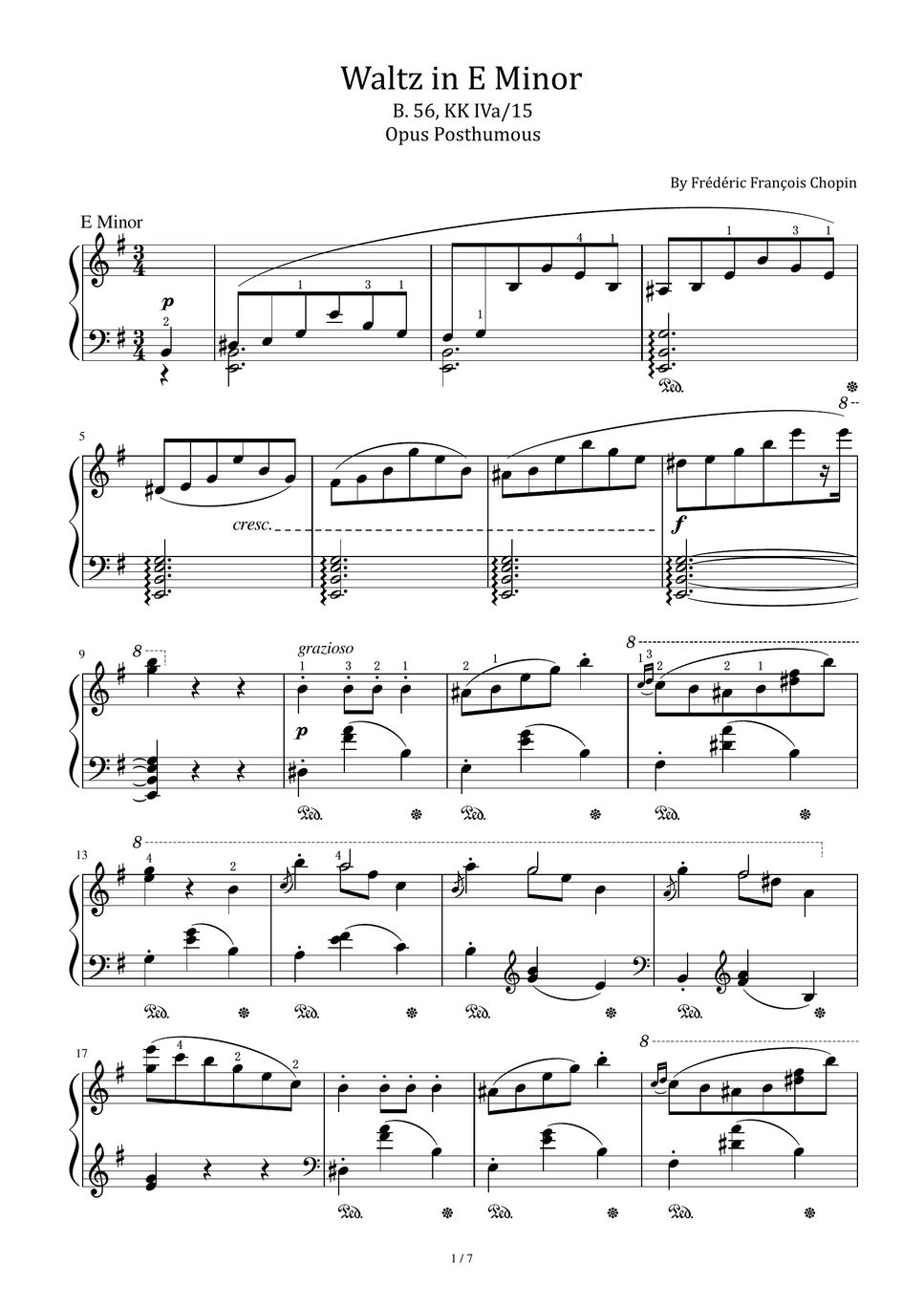 Fr d ric Fran ois Chopin Waltz In E Minor B 56 KK IVa 15 For 