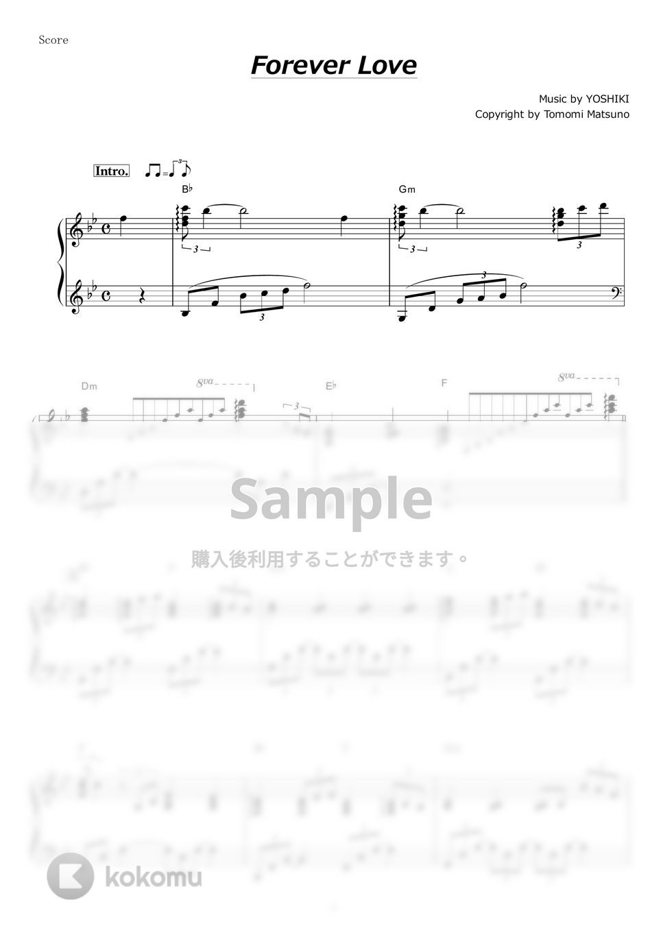 X JAPAN / YOSHIKI - Forever Love by piano*score