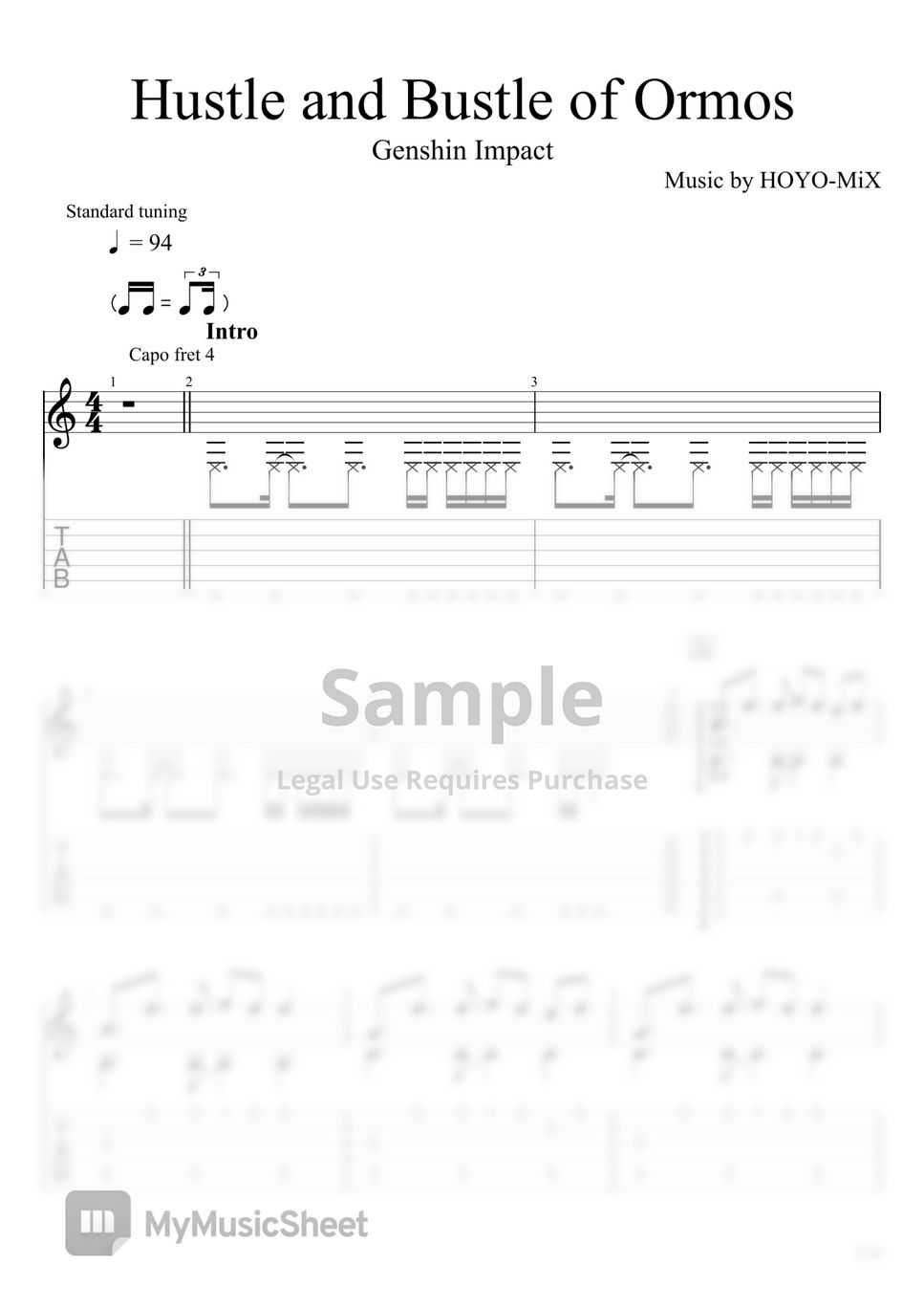 genshin-impact-hustle-and-bustle-of-ormos-fingerstyle-sheet-music