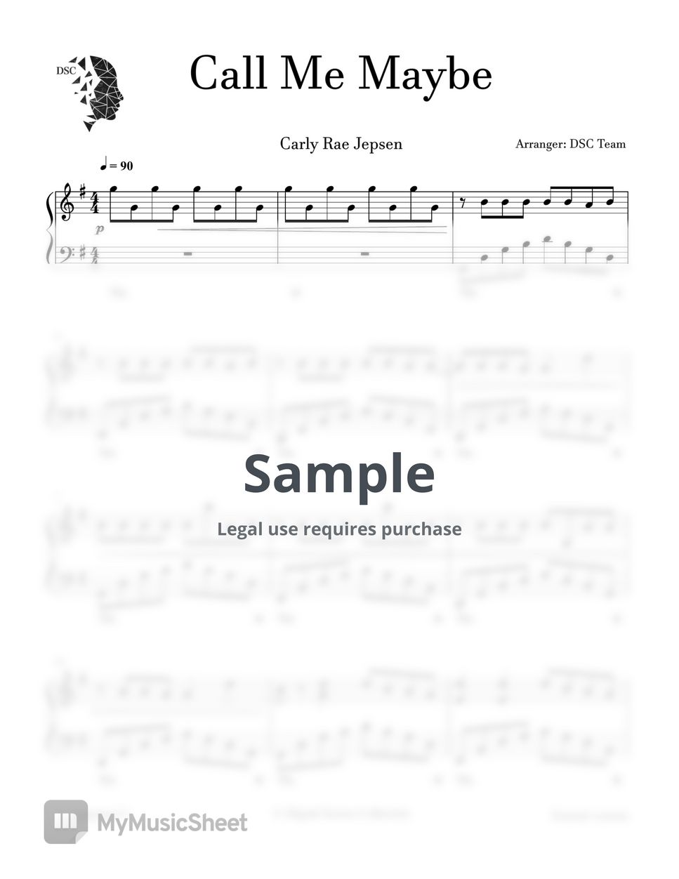 Carly Rae Jepsen Call Me Maybe Relax Version Sheets By Digital Scores Collection