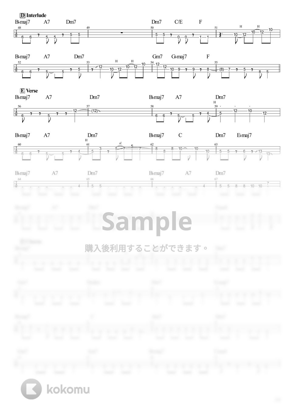 結束バンド - 青春コンプレックス (Tabのみ/ベース Tab譜 4弦) by T's bass score