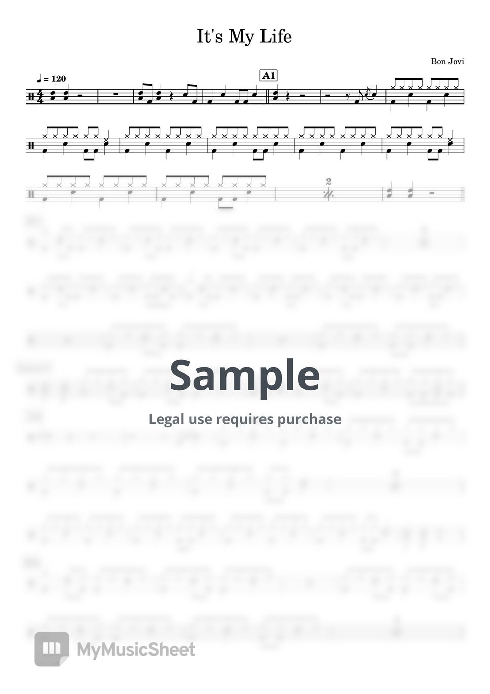 Bon Jovi It's My Life Sheets by 採譜