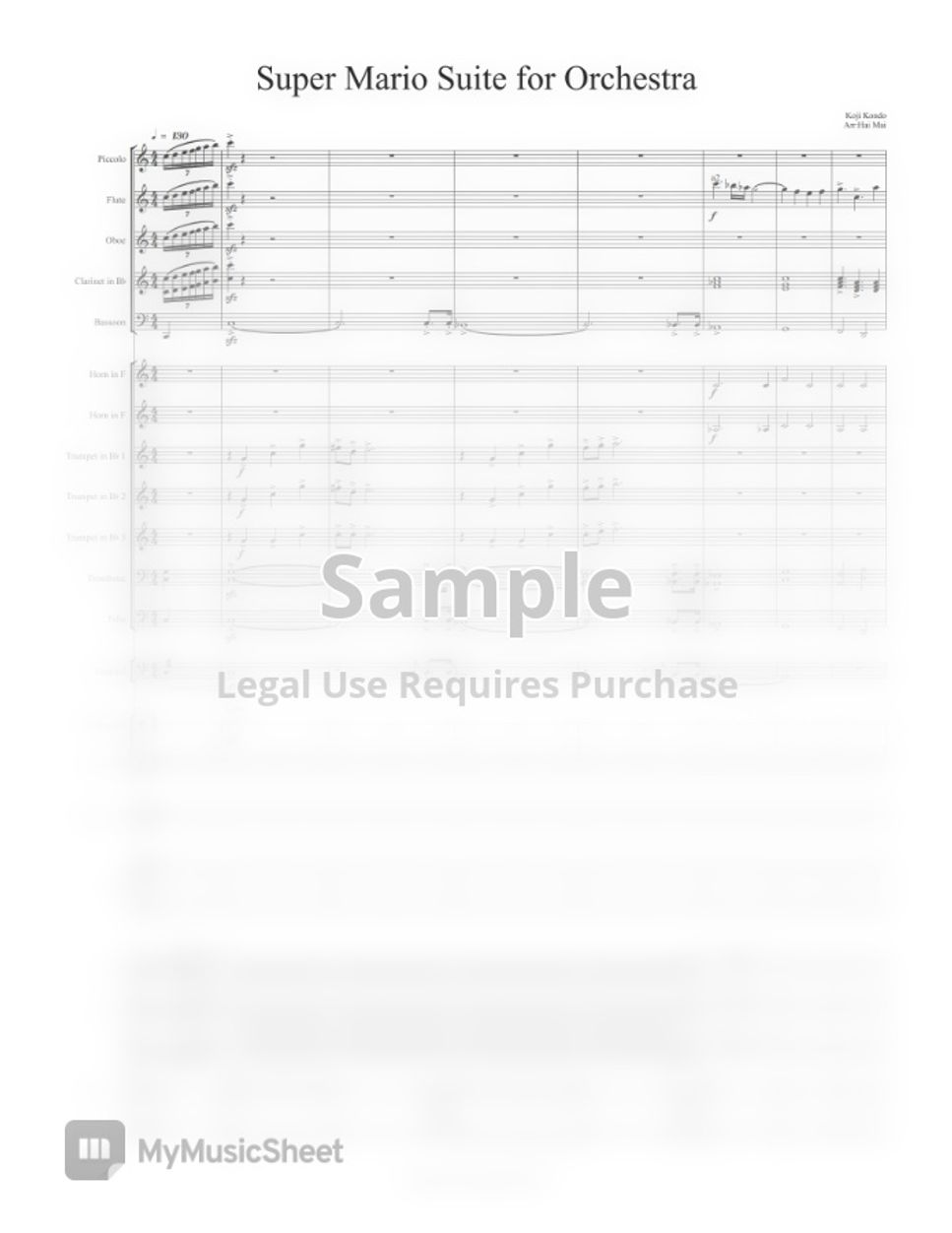Koji Kondo - Super Mario Suite for Orchestra - Score and Part by Hai Mai